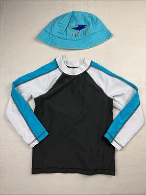 Circo Boys Gray White Blue Long-Sleeve Rashguard Blue Gertex Surfs Up Sun Hat